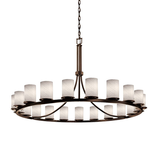 Fusion 21 Light 60" Wide Pillar Candle Style Chandelier with Weave-Patterned Glass Shades