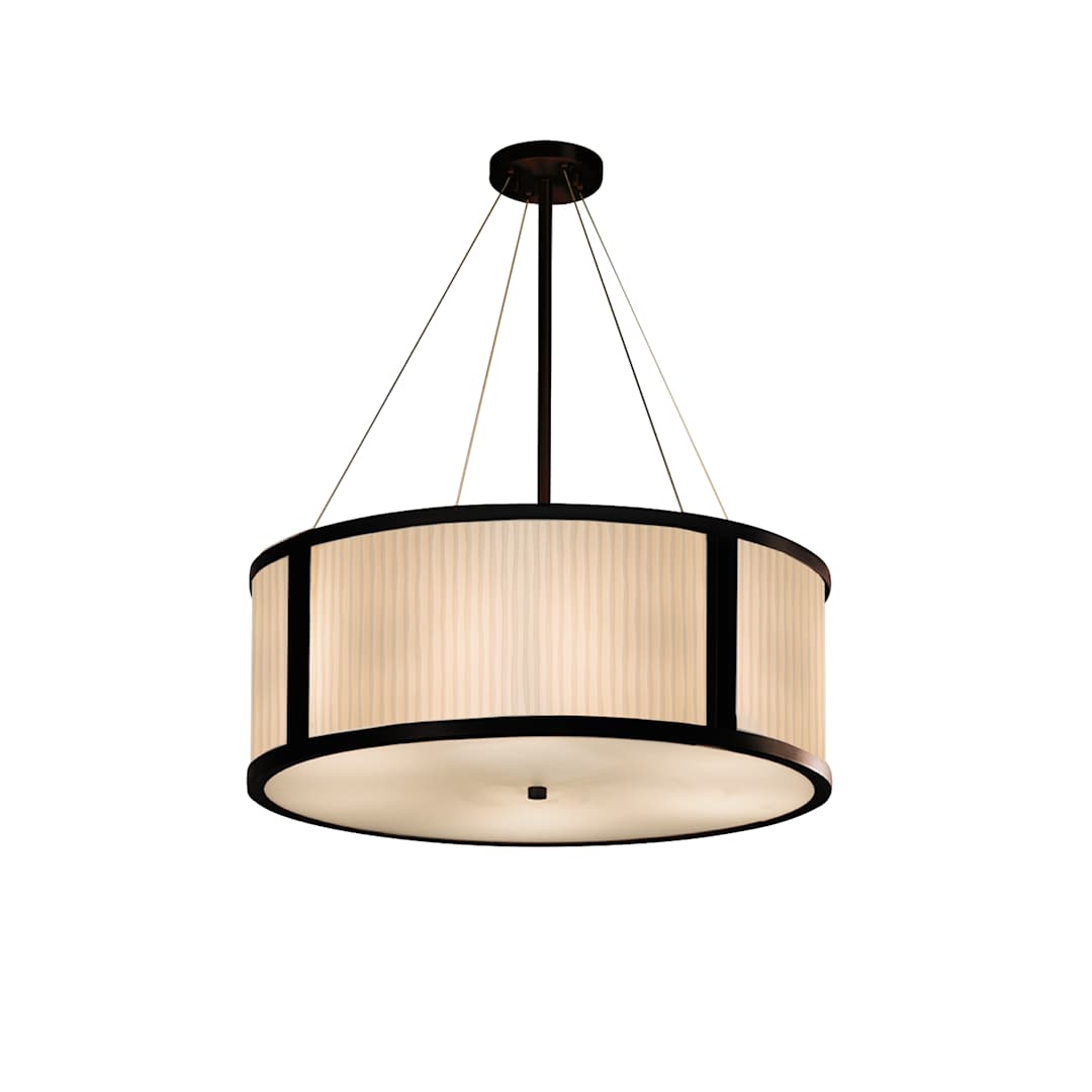 Porcelina Single Light 36" Wide Integrated 3000K LED Drum Chandelier with Wavy Faux Porcelain Resin Shade