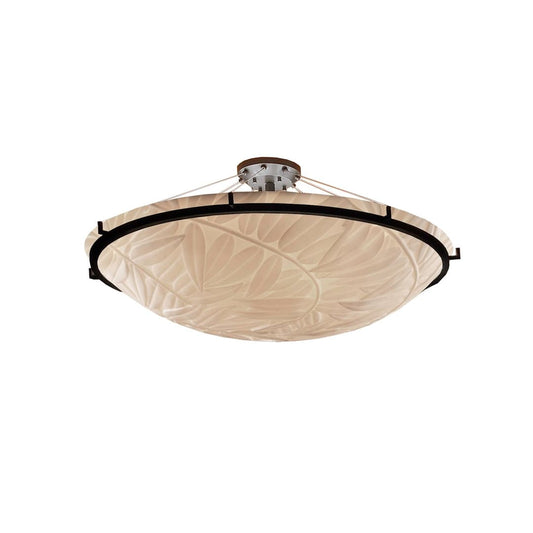 Porcelina 8 Light 51" Wide Round Semi-Flush Bowl Ceiling Fixture with Bamboo Shades