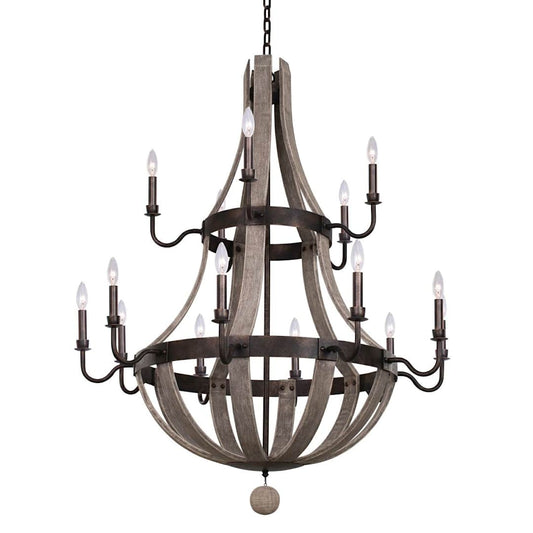 Harper 15 Light 40" Wide Wrought Iron Empire Chandelier