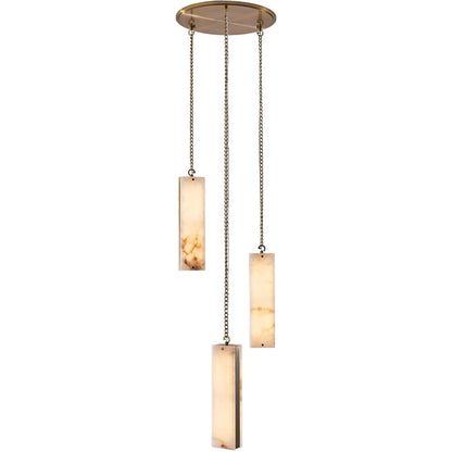 Vertical 18" Wide LED Multi Light Pendant with Alabaster Shades