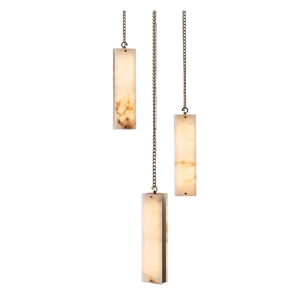 Vertical 18" Wide LED Multi Light Pendant with Alabaster Shades
