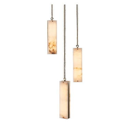 Vertical 18" Wide LED Multi Light Pendant with Alabaster Shades