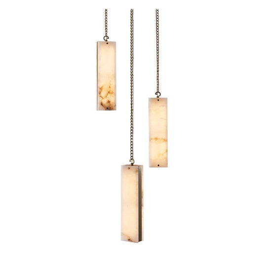Vertical 18" Wide LED Multi Light Pendant with Alabaster Shades