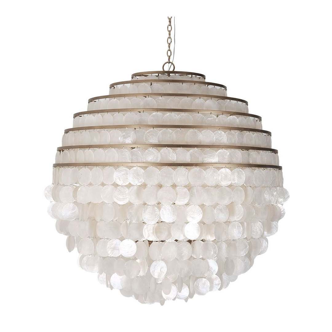Sphere 8 Light 36" Wide Pendant with Hanging Capiz Shells