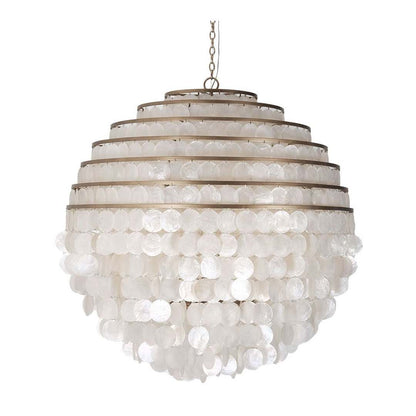 Sphere 8 Light 36" Wide Pendant with Hanging Capiz Shells
