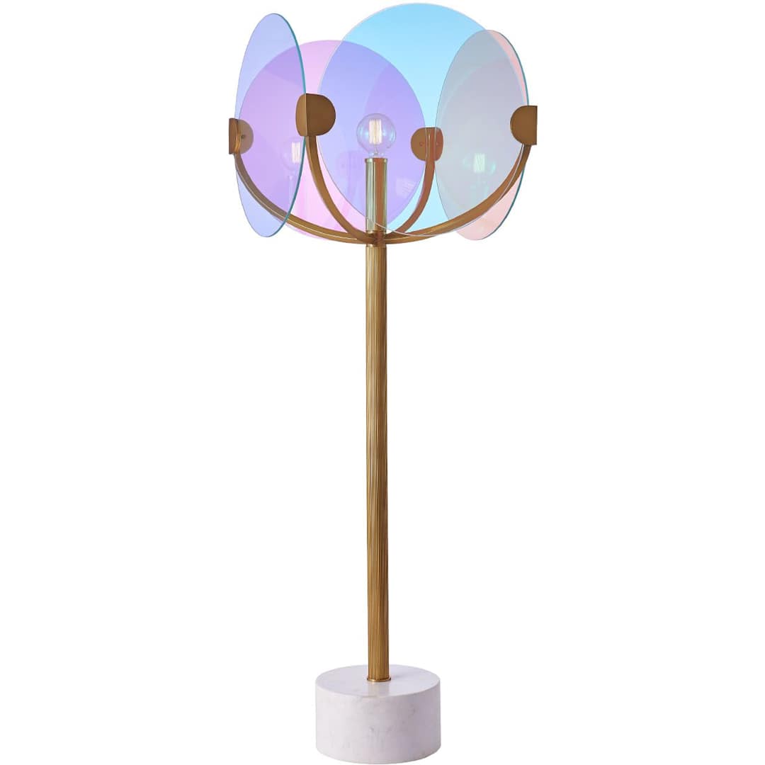 Chroma 68" Tall Torchiere Floor Lamp with Iridescent Glass Shades