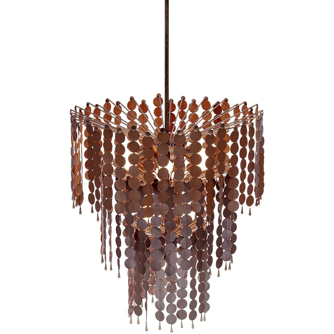 Pelt 11 Light 27" Wide Waterfall Chandelier with Hanging Leather Medallions
