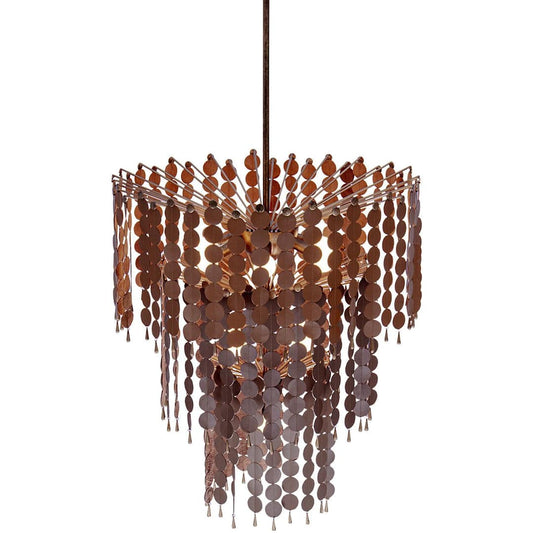 Pelt 11 Light 27" Wide Waterfall Chandelier with Hanging Leather Medallions