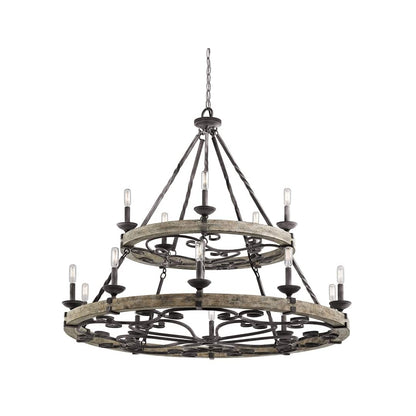 Taulbee 15 Light 44" Wide 2 Tier Ring Chandelier