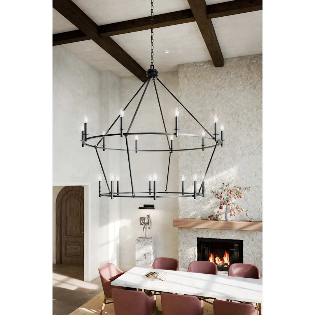 Carrick 18 Light 55" Wide Taper Candle Ring Chandelier