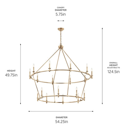 Carrick 18 Light 55" Wide Taper Candle Ring Chandelier