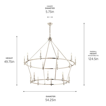 Carrick 18 Light 55" Wide Taper Candle Ring Chandelier