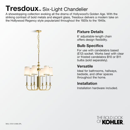 Tresdoux 6 Light 24" Wide Chandelier
