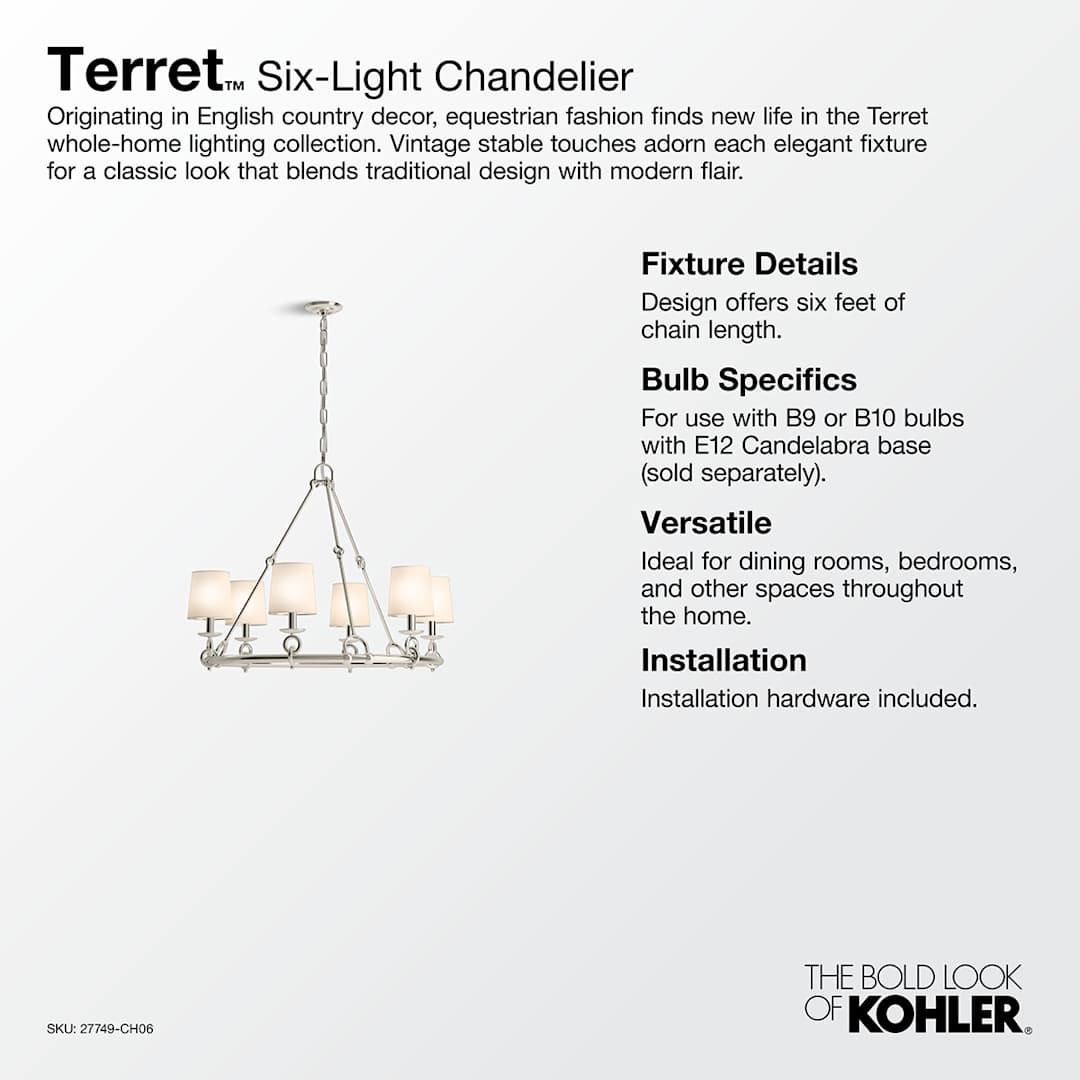 Terret 6 Light 36" Wide Taper Candle Ring Chandelier