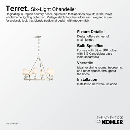 Terret 6 Light 36" Wide Taper Candle Ring Chandelier
