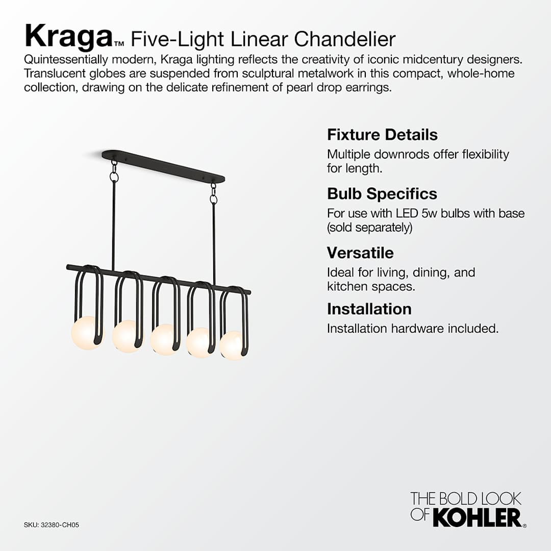 Kraga 5 Light 45" Wide Linear Chandelier