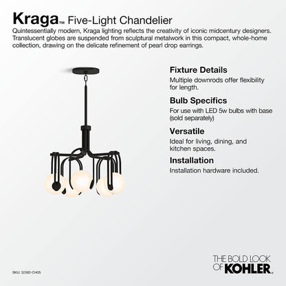 Kraga 5 Light 23" Wide Chandelier