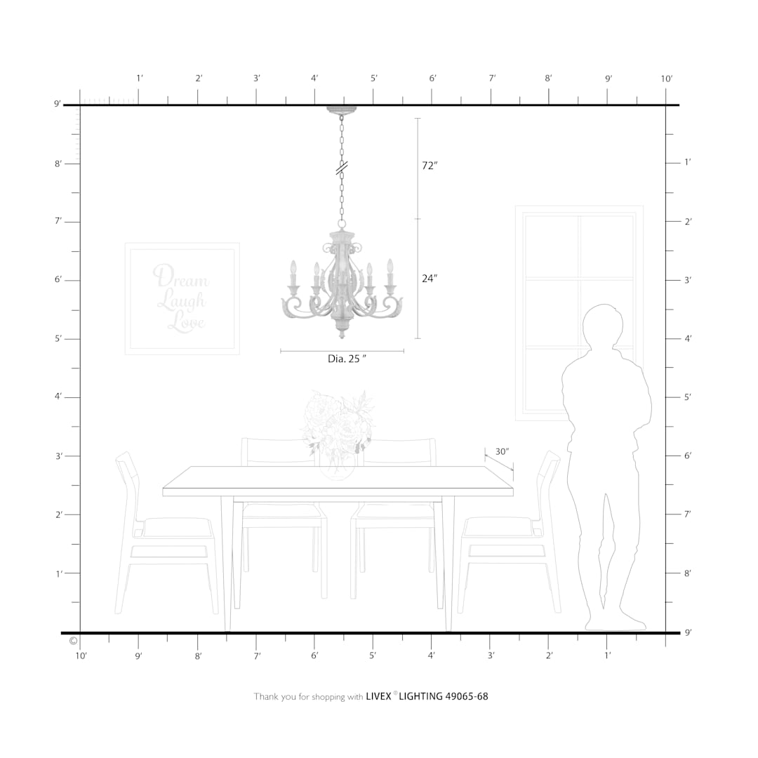 Valencia 5 Light 25" Wide Taper Candle Style Chandelier