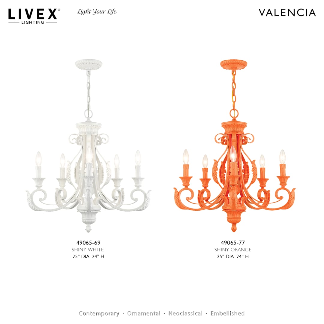 Valencia 5 Light 25" Wide Taper Candle Style Chandelier