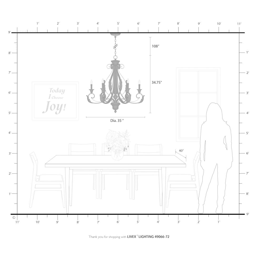 Valencia 6 Light 35" Wide Taper Candle Style Chandelier