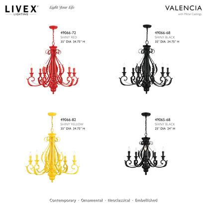 Valencia 6 Light 35" Wide Taper Candle Style Chandelier