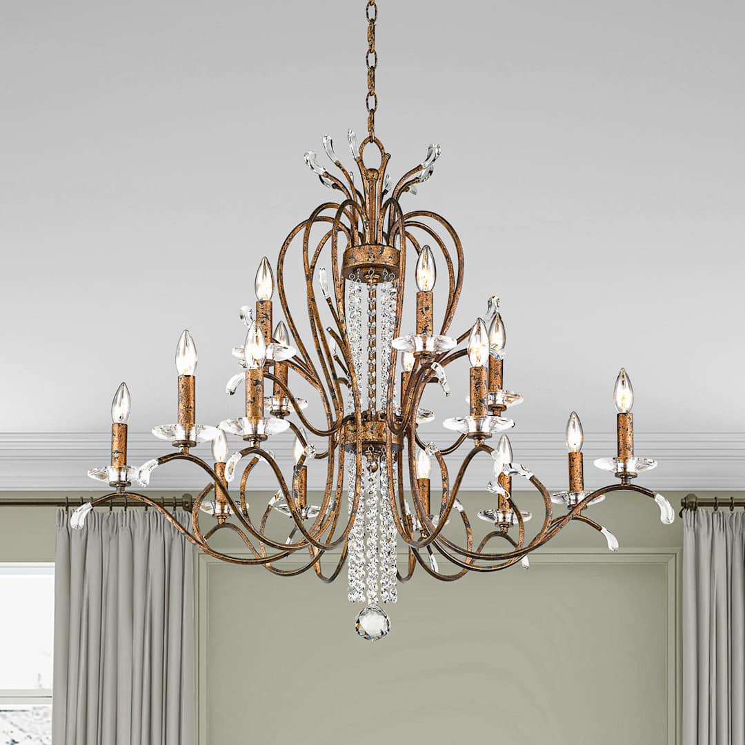 Serafina 15 Light 2 Tier Crystal Candle Style Chandelier