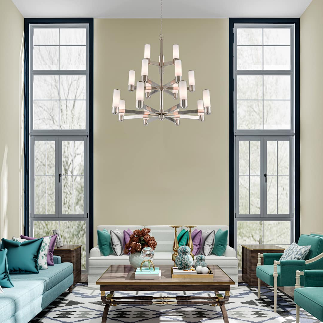 Weston 17 Light 44" Wide 3 Tier Chandelier with Hand-Blown Glass