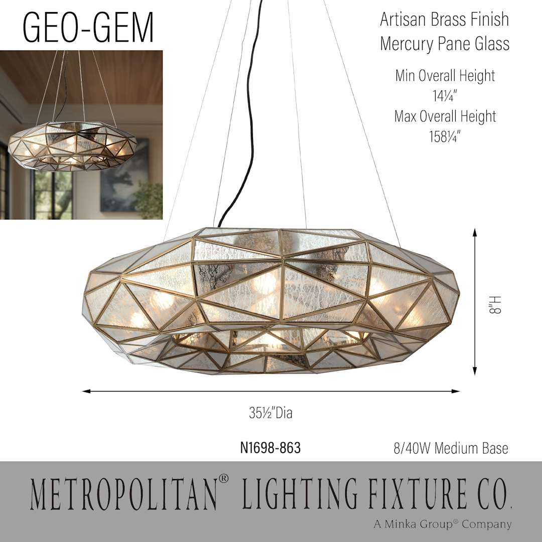 Geo-Gem 8 Light 36" Wide Ring Chandelier