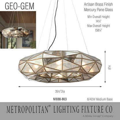 Geo-Gem 8 Light 36" Wide Ring Chandelier