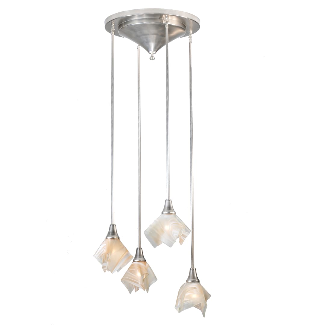 24" W Blush Swirl Handkerchief 4 Light Shower Flush Mount Ceiling Fixture