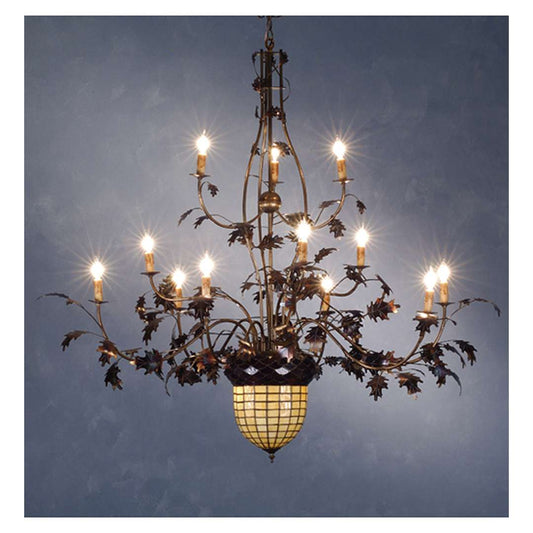 63" W Greenbriar Oak 12 Arm Chandelier