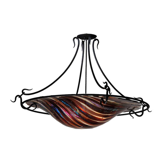 Metro Fusion 3 Light 36" Wide Semi Flush Ceiling Fixture with Multi-colored Glass Shade