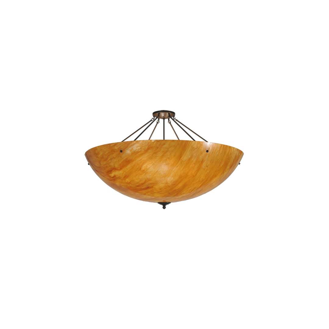 Madison 8 Light 48" Wide Semi-Flush Bowl Ceiling Fixture with Amber Shade - Timeless Bronze Finish