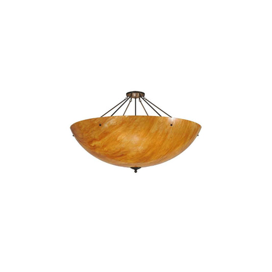 Madison 8 Light 48" Wide Semi-Flush Bowl Ceiling Fixture with Amber Shade - Timeless Bronze Finish