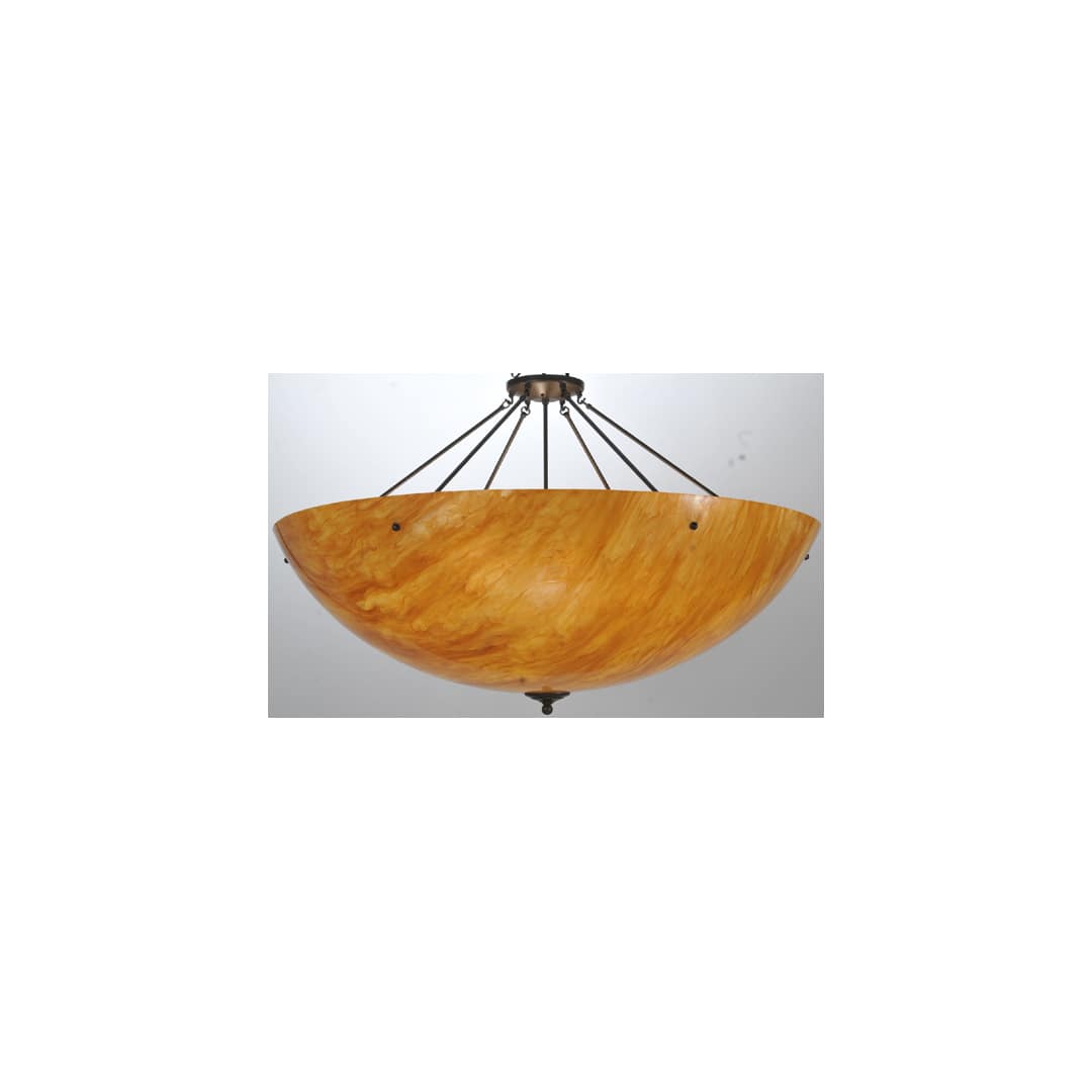Madison 8 Light 48" Wide Semi-Flush Bowl Ceiling Fixture with Amber Shade - Timeless Bronze Finish