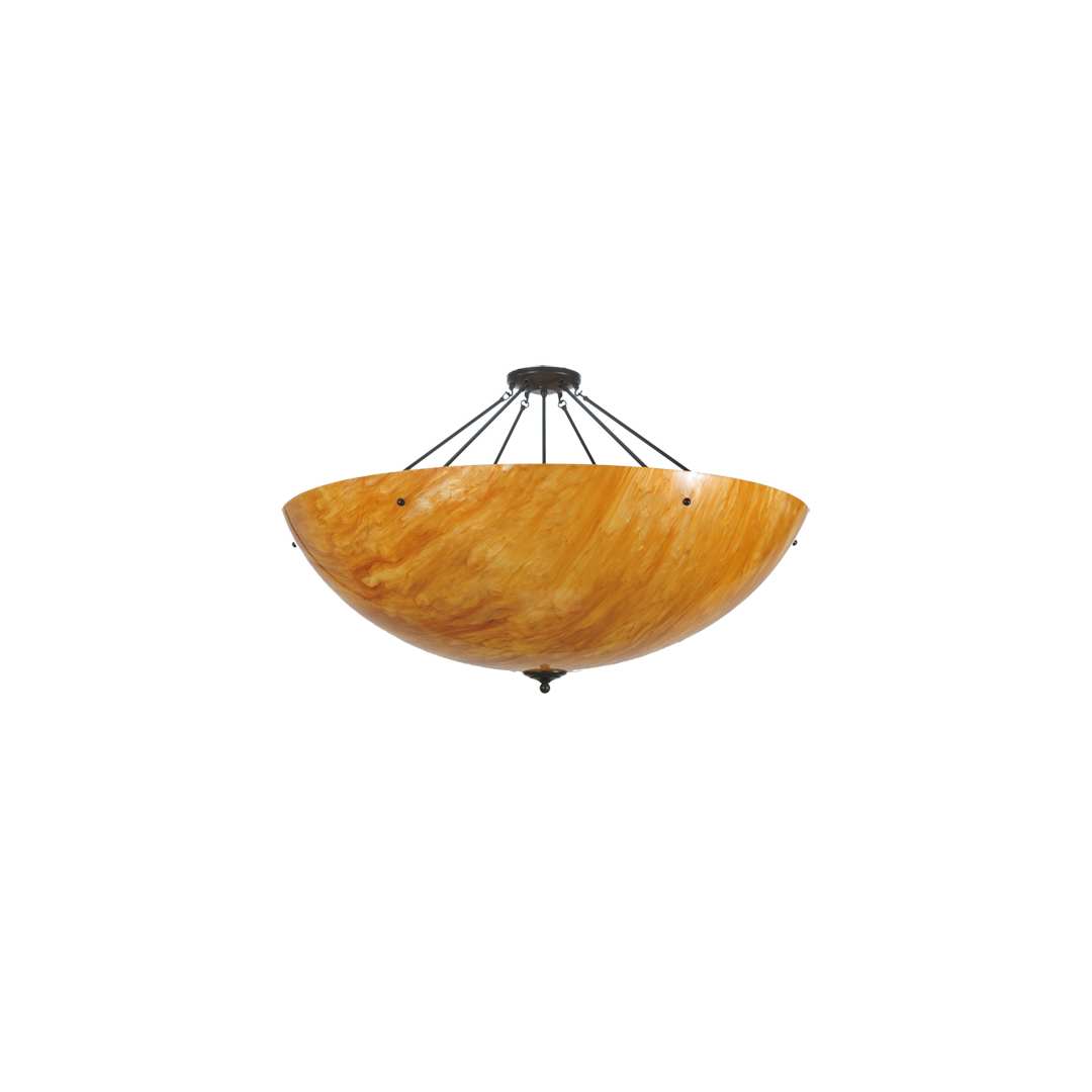 Madison 8 Light 48" Wide Semi-Flush Bowl Ceiling Fixture with Amber Shade - Timeless Bronze Finish