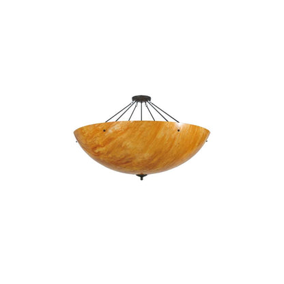Madison 8 Light 48" Wide Semi-Flush Bowl Ceiling Fixture with Amber Shade - Timeless Bronze Finish