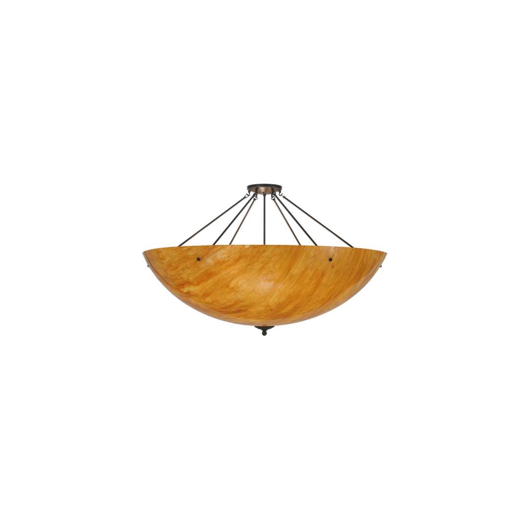 Madison 8 Light 48" Wide Semi-Flush Bowl Ceiling Fixture with Amber Shade - Timeless Bronze Finish