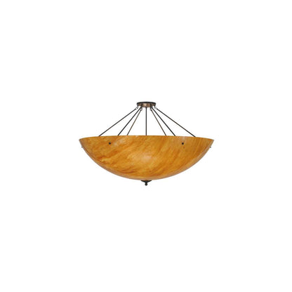 Madison 8 Light 48" Wide Semi-Flush Bowl Ceiling Fixture with Amber Shade - Timeless Bronze Finish