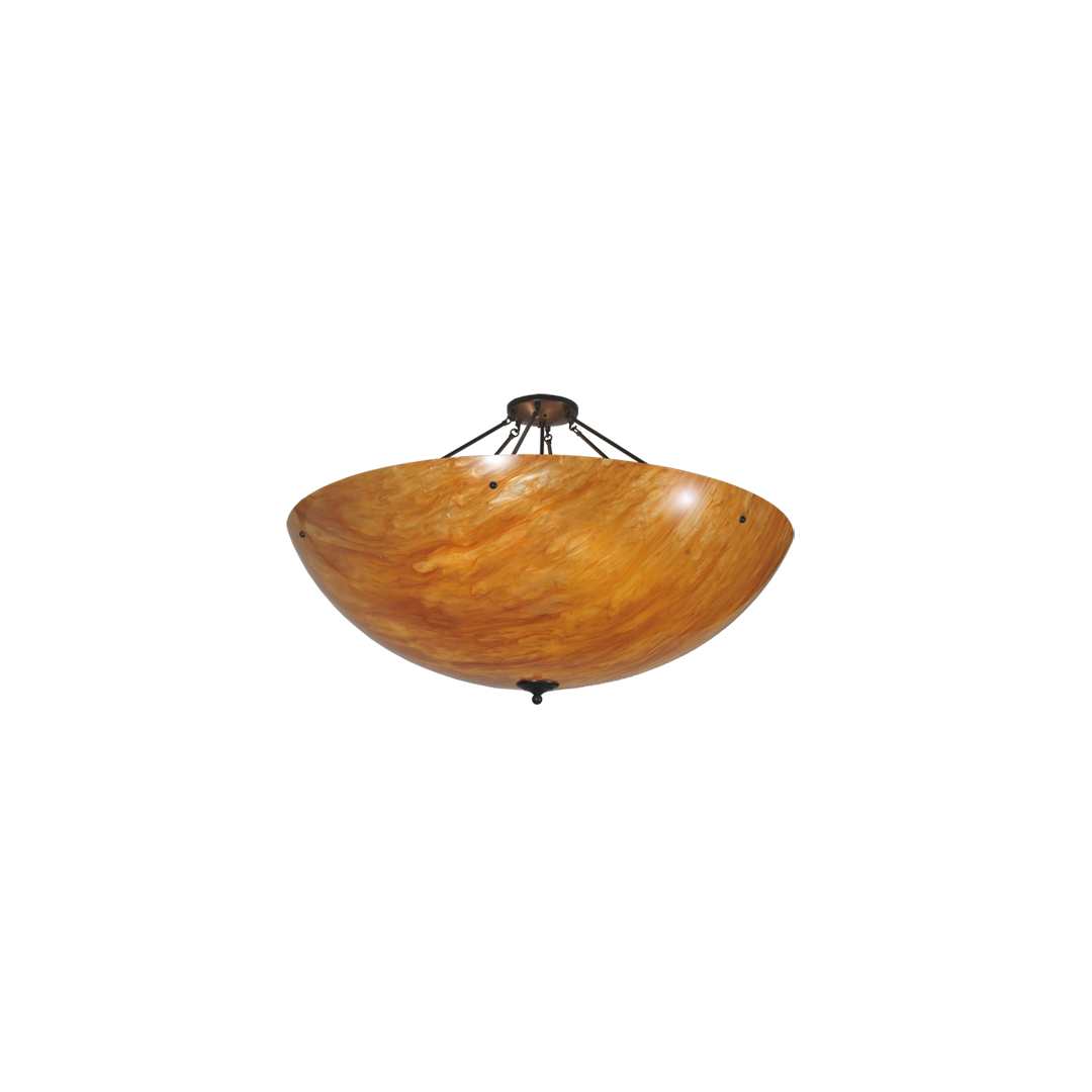 Madison 8 Light 48" Wide Semi-Flush Bowl Ceiling Fixture with Amber Shade - Timeless Bronze Finish