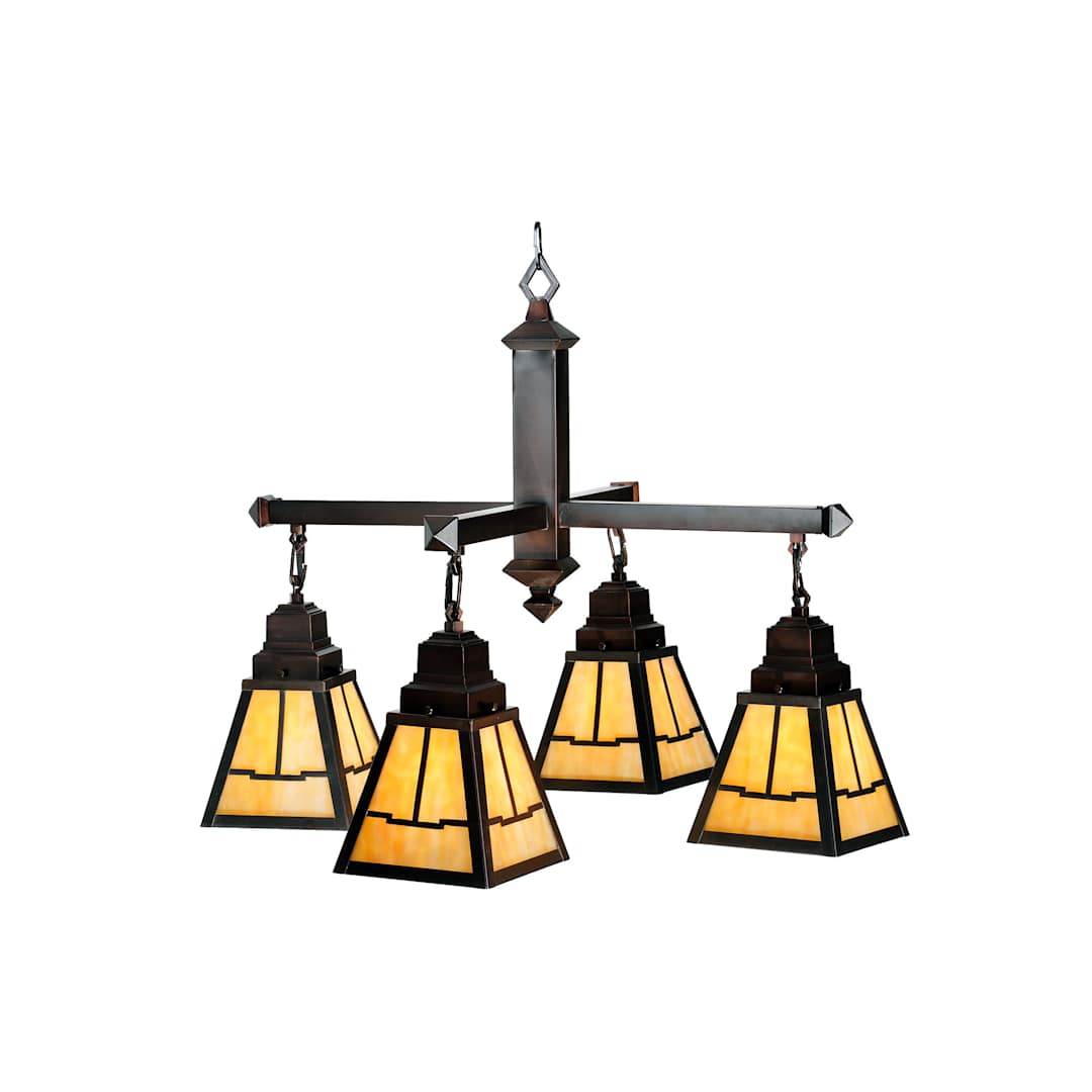 Valencia Mission 4 Light 30" Wide Chandelier with Yellow Acrylic Shade