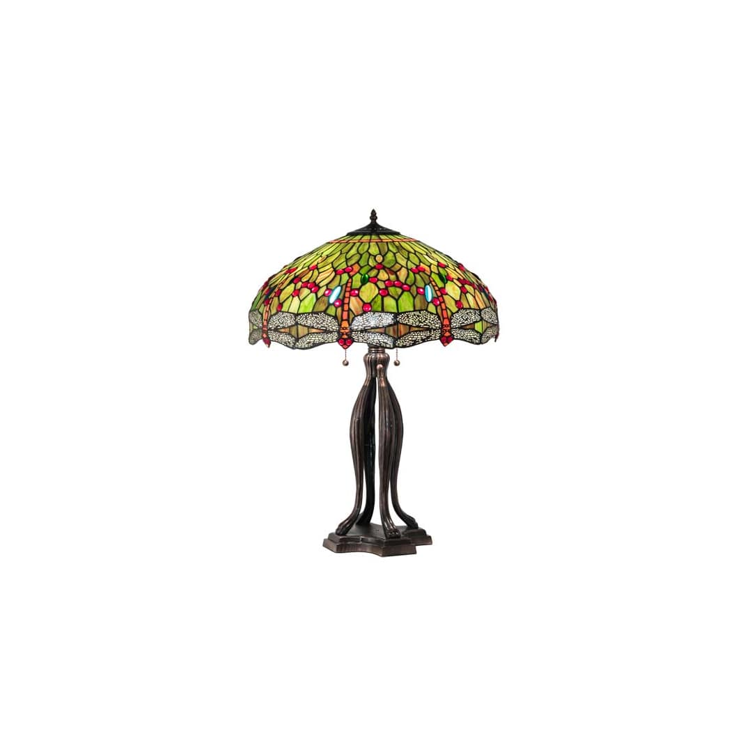 Tiffany Hanginghead Dragonfly 3 Light 30" Tall Buffet Table Lamp