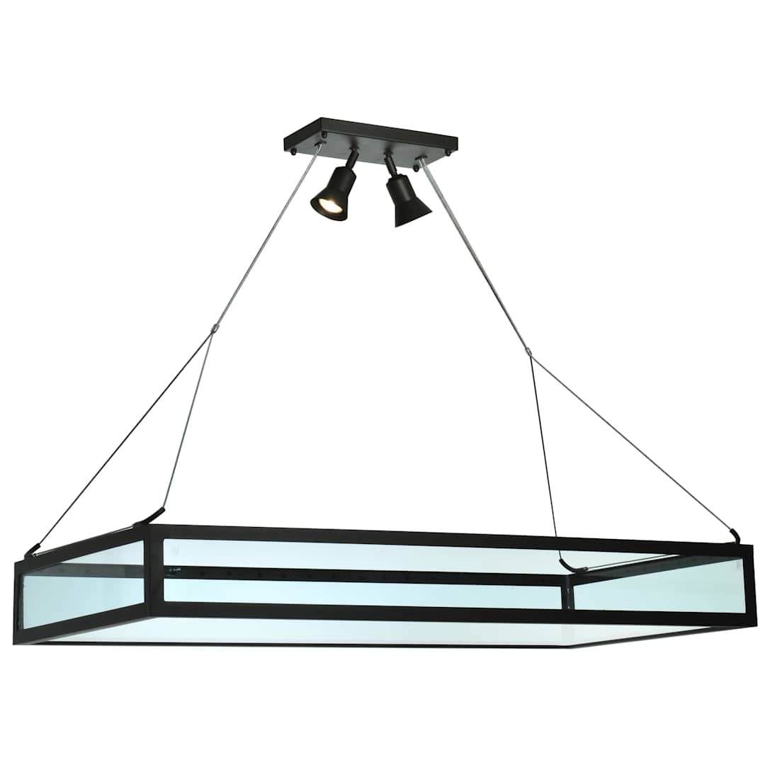 49" L Glass Tray Oblong Inverted Semi-Flush Ceiling Fixture