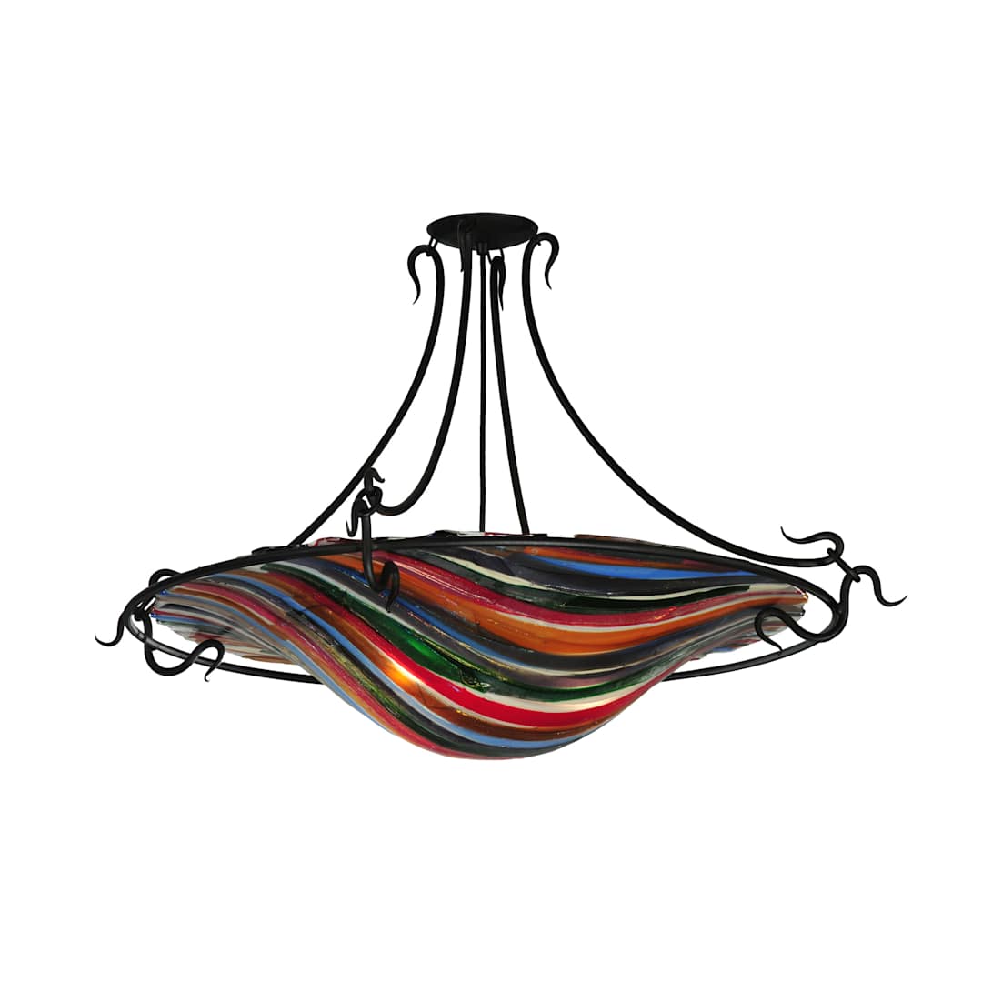 36" W Fused Glass Semi-Flushmount Ceiling Fixture
