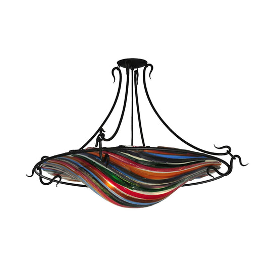 36" W Fused Glass Semi-Flushmount Ceiling Fixture