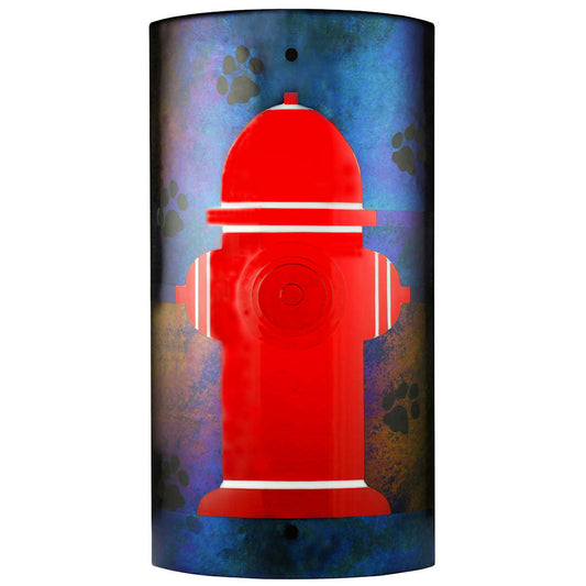 12" W Fire Hydrant Fused Glass Wall Sconce