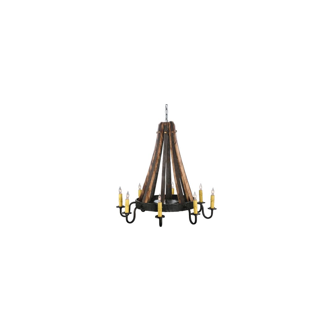 Barrel Stave Madera 8 Light 27" Wide Taper Candle Style Chandelier