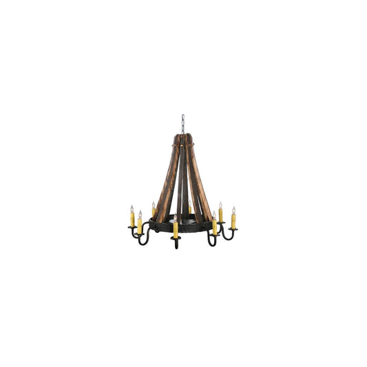 Barrel Stave Madera 8 Light 27" Wide Taper Candle Style Chandelier