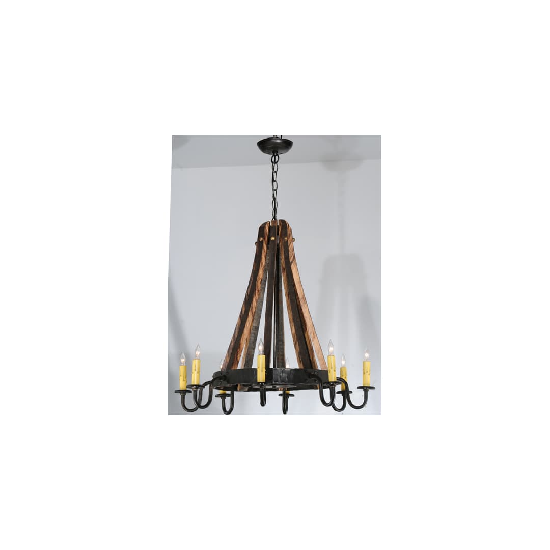 Barrel Stave Madera 8 Light 27" Wide Taper Candle Style Chandelier